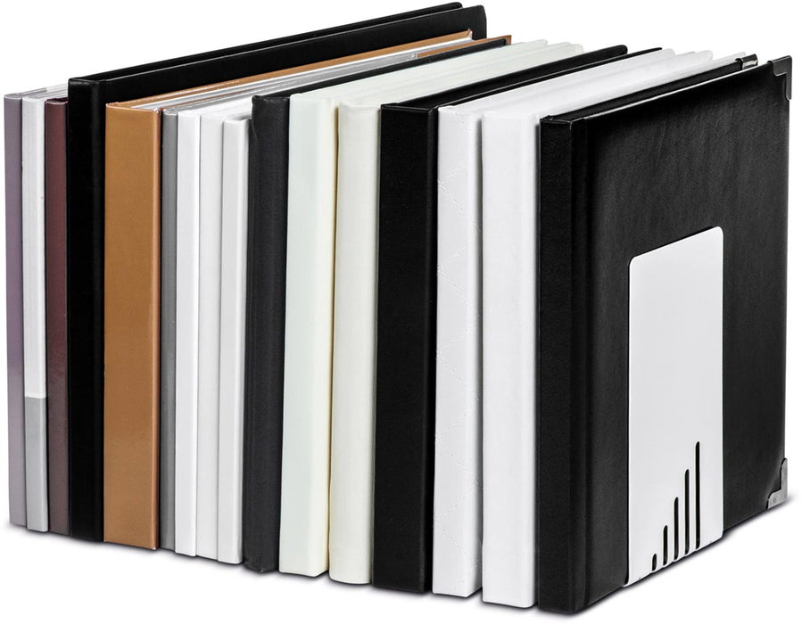 Boekensteun van wit gepoedercoat metaal 14X8.5x14cm set 2 - OfficeTown