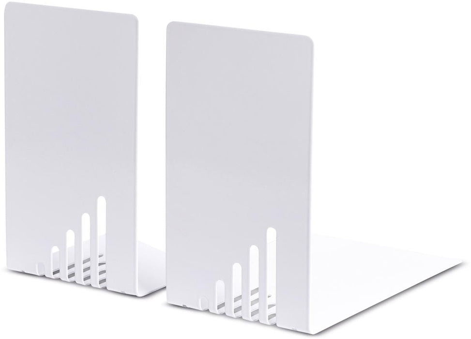 Boekensteun van wit gepoedercoat metaal 14X8.5x14cm set 2 - OfficeTown