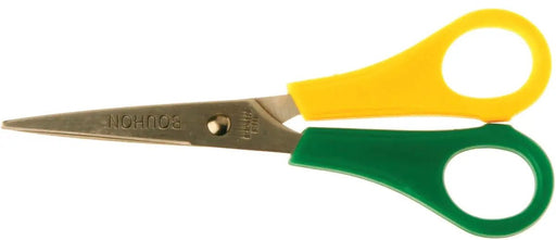 Bouhon schaar Inox 14 cm, voor linkshandigen, geel/groen, met scherpe punt - OfficeTown