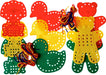 Bouhon veters en rijgdiertjes, 9 stuks + 6 veters van 70 cm - Zakje van 9 stuks + 6 veters van 70 cm Geassorteerde kleuren - OfficeTown