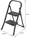 Brasq trapladder SL200, metaal, zwart, 2 treden - OfficeTown