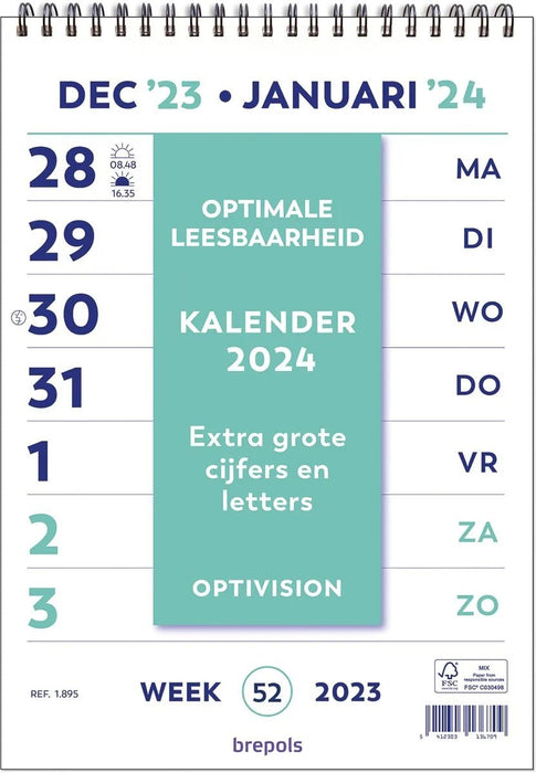 Brepols Optivision kalender Nederlandstalig, 2025 - OfficeTown