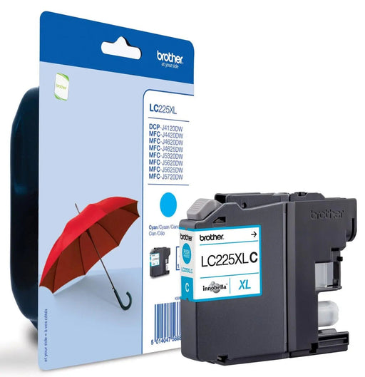 Brother inktcartridge, 1.200 pagina's, OEM LC - 225XLC, cyaan, op blister - OfficeTown