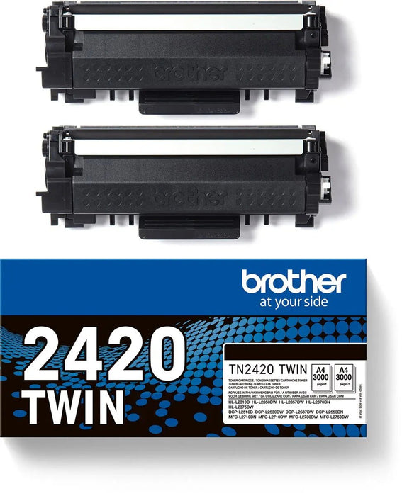 Brother toner, 3.000 pagina's, OEM TN - 2420TWIN, zwart, set van 2 stuks - OfficeTown