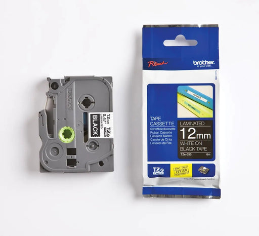 Brother TZe tape voor P - Touch 12 mm, wit op zwart - OfficeTown