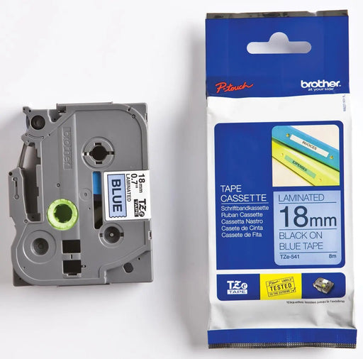 Brother TZe - tape voor P - Touch 18 mm, zwart op blauw - OfficeTown