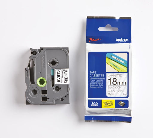 Brother TZe tape voor P - Touch 18 mm, zwart op transparant - OfficeTown