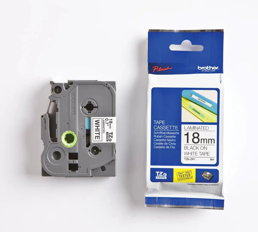 Brother TZe - tape voor P - Touch 18 mm, zwart op wit met lijmen tot 36 mm voor PT - 550, PT - 3600, PT - 9200PC, PT - 9200DX, PT - 9400, PT - 9500PC, PT - 9600, PT - H75. - OfficeTown