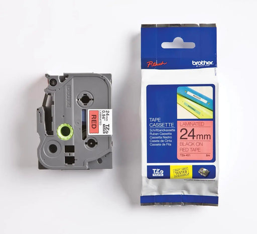 Brother TZe - tape voor P - Touch 24 mm, zwart op rood - OfficeTown