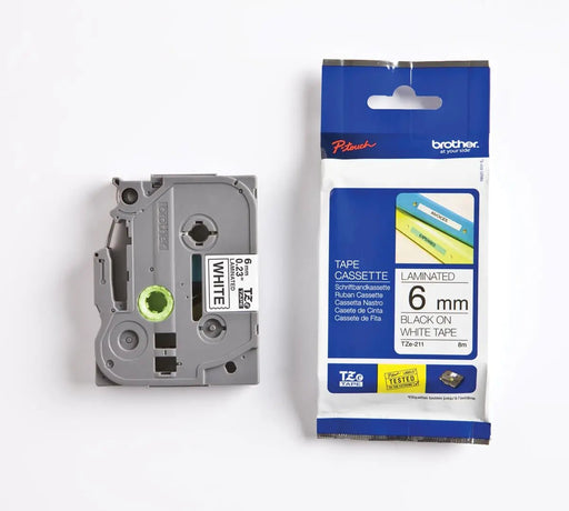 Brother TZe - tape voor P - Touch 6 mm, zwart op wit met Linten tot 24 mm en 36 mm - OfficeTown