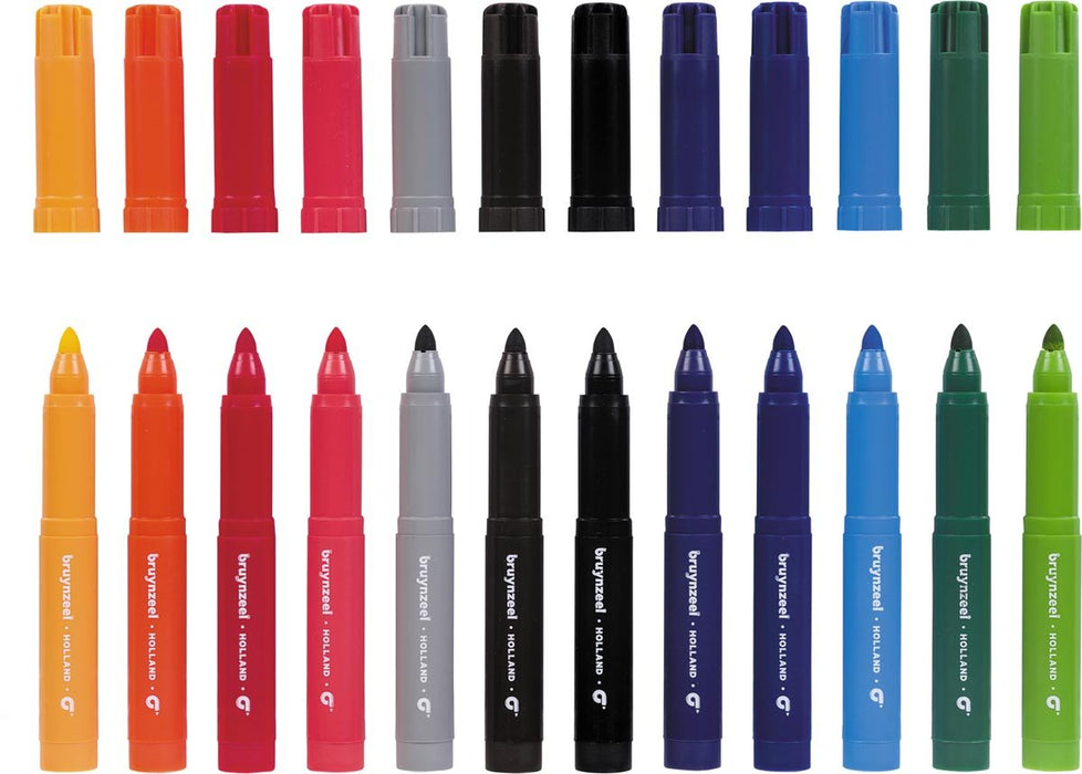 Bruynzeel Kids viltstiften Big Point, set van 12 stuks, assorti - OfficeTown