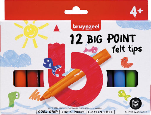 Bruynzeel Kids viltstiften Big Point, set van 12 stuks, assorti - OfficeTown