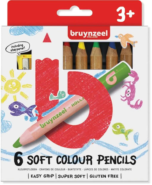 Bruynzeel Kinderen zachte kleurpotloden, set van 6 stuks in verschillende kleuren - OfficeTown