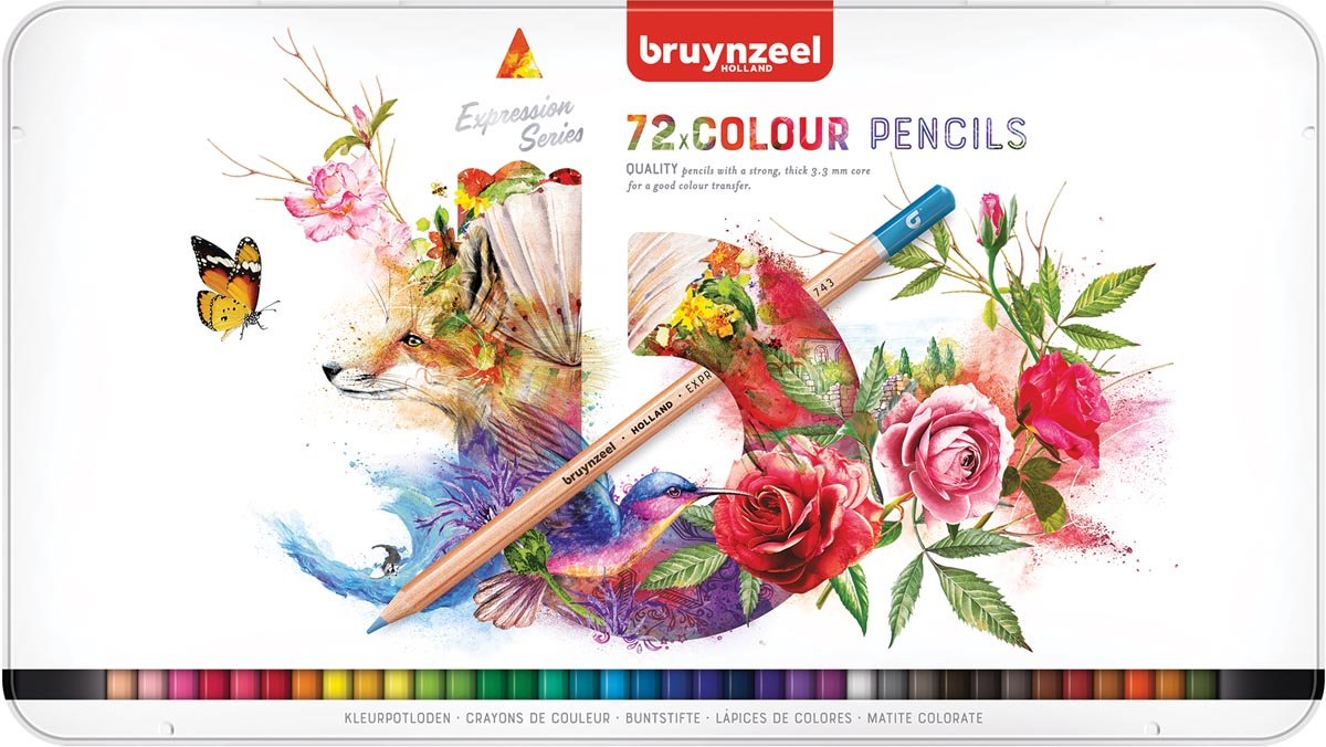Bruynzeel Kleurpotloden Expression, set van 72 stuks met metalen doos - OfficeTown