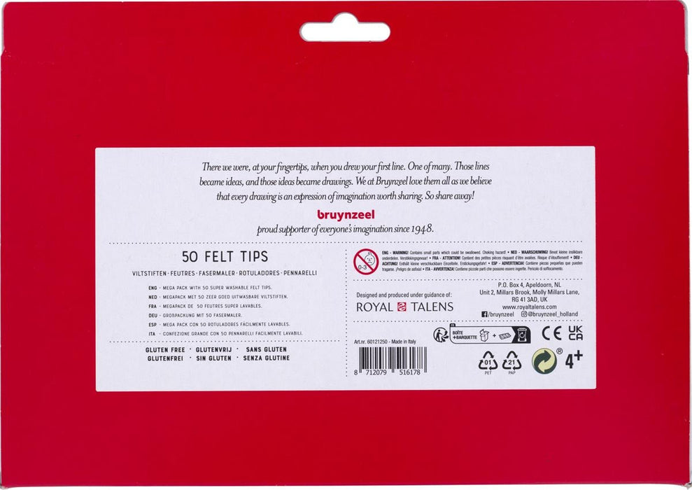Bruynzeel viltstiften, etui met 50 stuks - OfficeTown