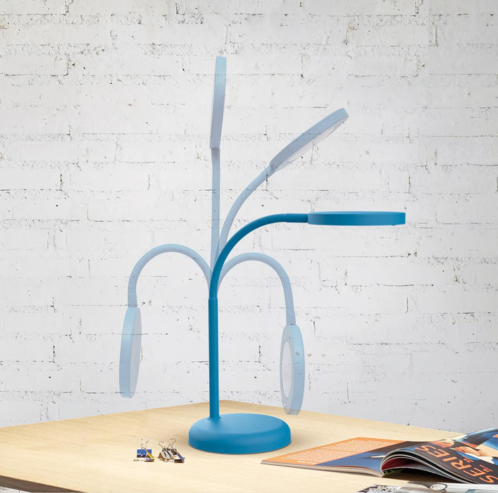 Bureaulamp met LED - verlichting MAUL Joy op voet, warmwit licht, athlantic blue - OfficeTown
