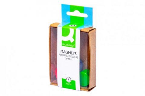 Q-CONNECT magneten 20 mm geassorteerde kleuren doos van 6 stuks 10 stuks, OfficeTown