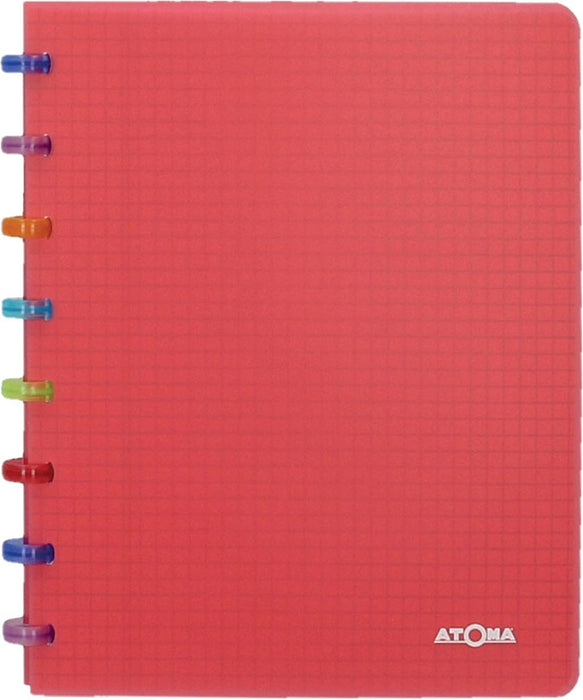 Atoma Tutti Frutti schrift, ft A5, 144 bladzijden, commercieel geruit, transparant rood