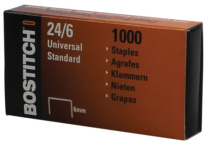 Bostitch nietjes 24-6-1MGAL, 6 mm, verzinkt, doos met 1000 nietjes 20 stuks