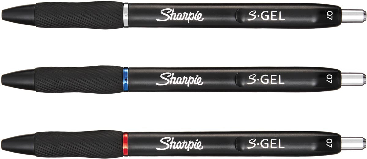 Sharpie S-gel roller, medium punt, blister van 3 stuks, blauw