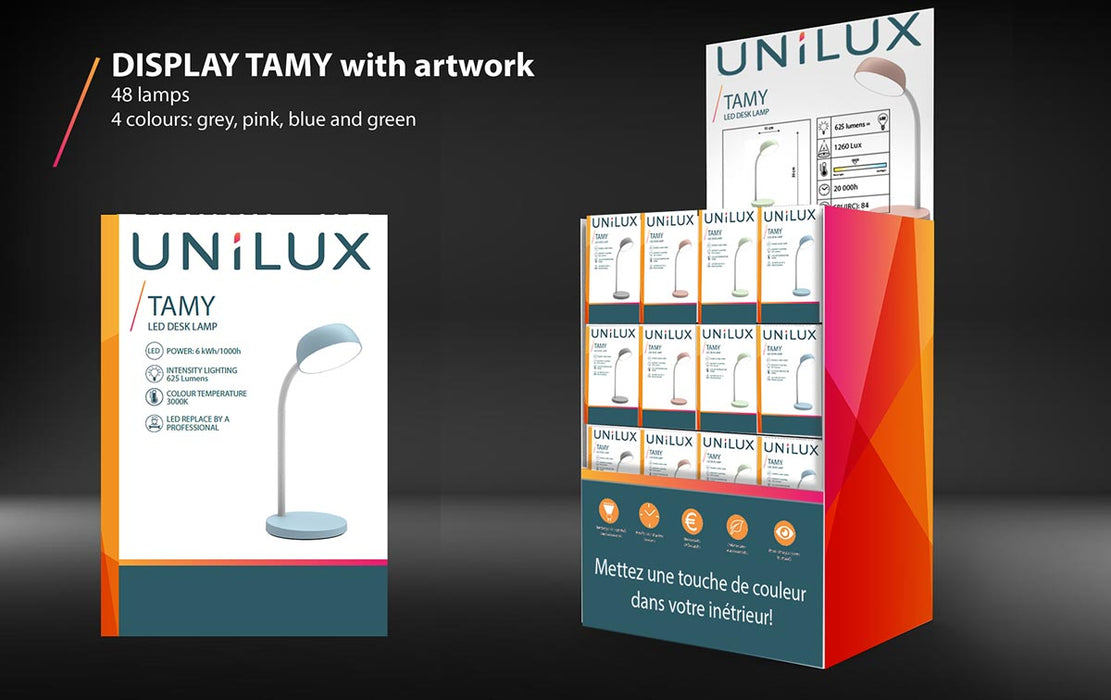 Unilux bureaulamp Tamy, LED, met 48 assorti gekleurde displays
