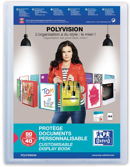 OXFORD Polyvision presentatiemap op maat, A4-formaat, van PP, 40 sleeves, transparant