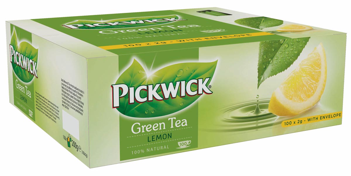 Pickwick thee, groene thee citroen, doos van 100 stuks