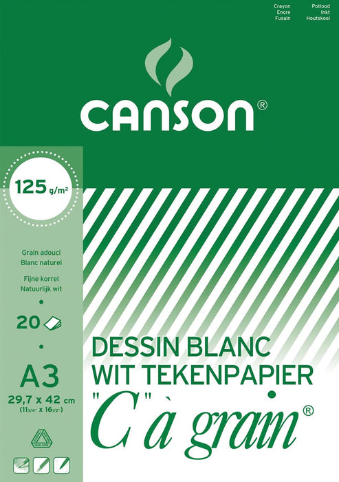 Canson tekenblok C à grain 125 g/m², ft 29,7 x 42 cm (A3) 10 stuks