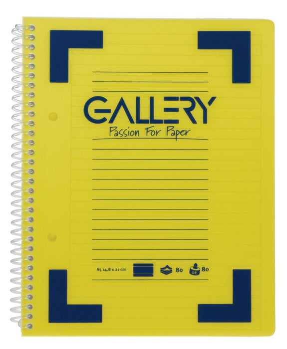 Gallery Traditioneel spiraalschrift ft A5, gelinieerd, assorti kleuren, 160 pagina's 6 stuks