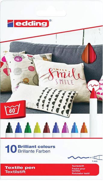 Edding textielstift 4600, set van 10 stuks in gemengde kleuren