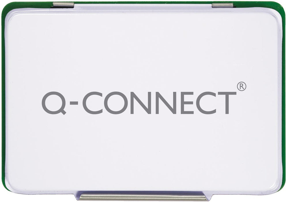 Stempelkussen Q-CONNECT, 90 x 55 mm, hoogwaardig groen metaaldoosje