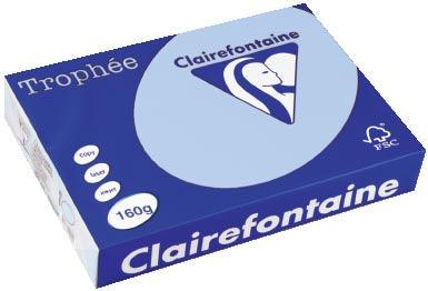 Clairefontaine Trophée Pastel, gekleurd papier, A4, 160 g, 250 vel, blauw