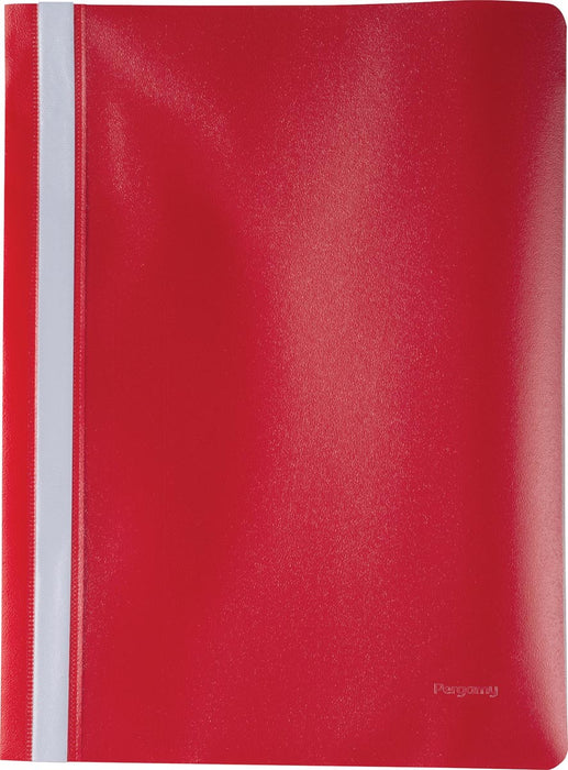 Snelhechtmap van Pergamy, A4-formaat, PP, 25 stuks per pak, rood