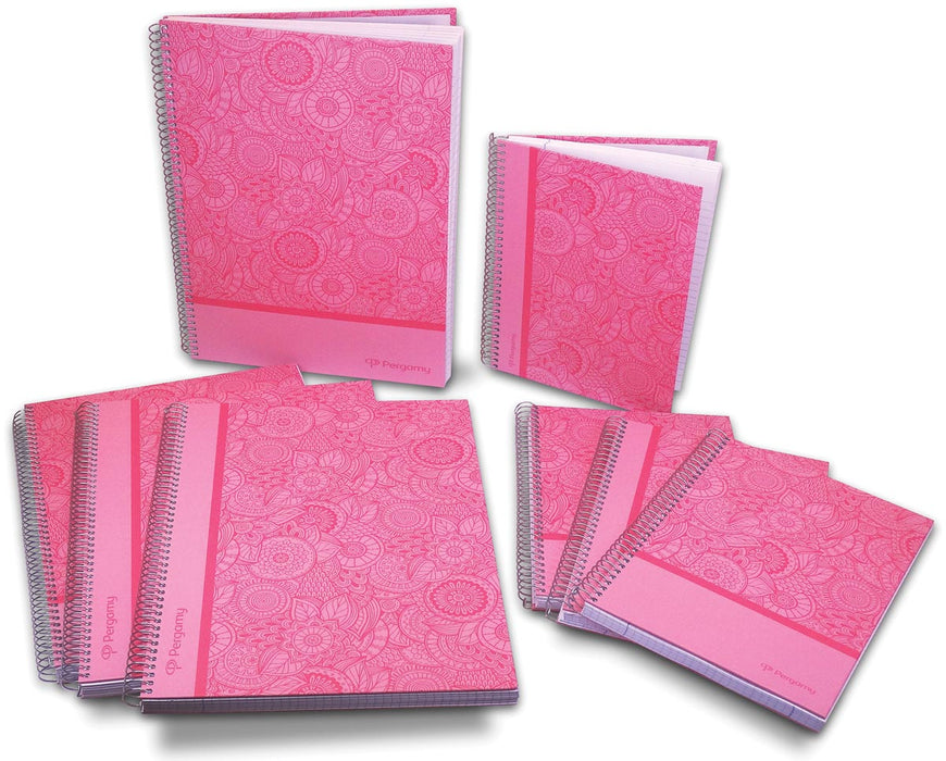 Mandala notitieboek A5, geruit 5 mm, roze met harde kaft