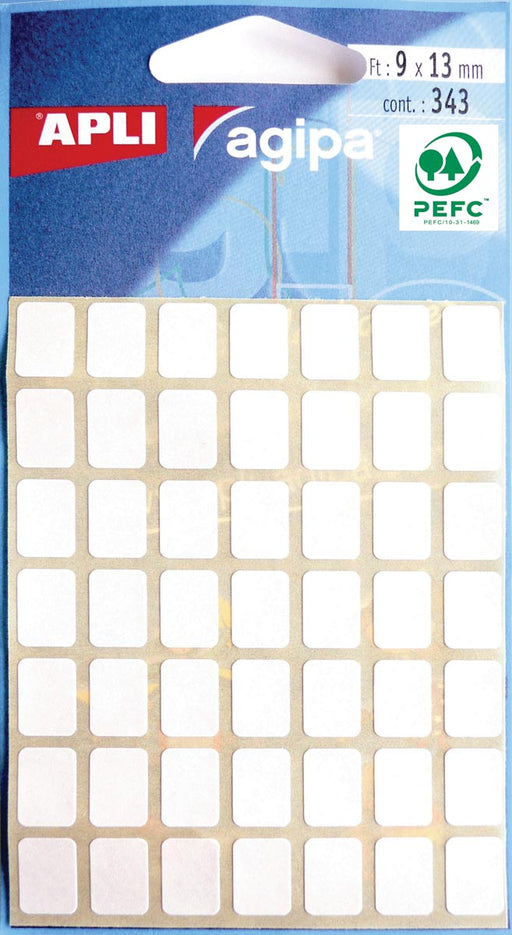 Agipa witte etiketten in etui ft 9 x 13 mm (b x h), 343 stuks, 49 per blad 60 stuks, OfficeTown