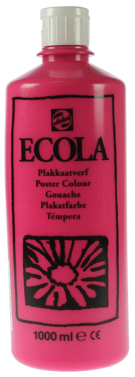 Talens Ecola plakkaatverf flacon van 1000 ml, tyrisch roze (magenta) 4 stuks, OfficeTown