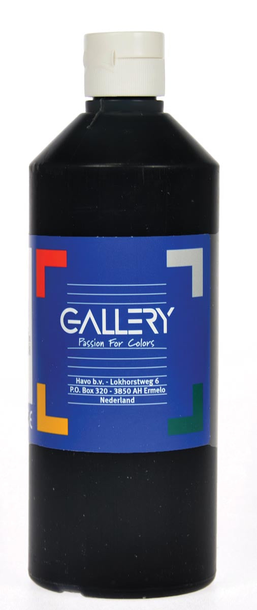 Gallery plakkaatverf, flacon van 500 ml, zwart 6 stuks, OfficeTown