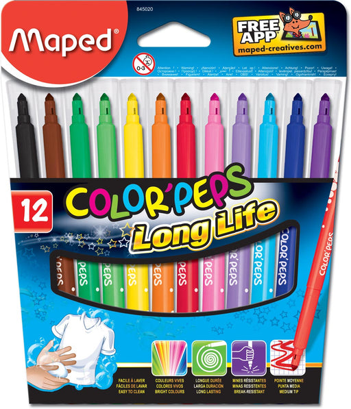 Maped Viltstift Color'Peps 12 stiften in een kartonnen etui 12 stuks, OfficeTown