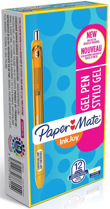 Paper Mate roller InkJoy Gel medium, geel (gele twist) 12 stuks