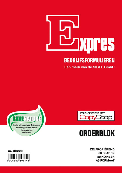 Sigel Expres orderblok, ft A5, Nederlandstalig, dupli (50 x 2 vel) 5 stuks