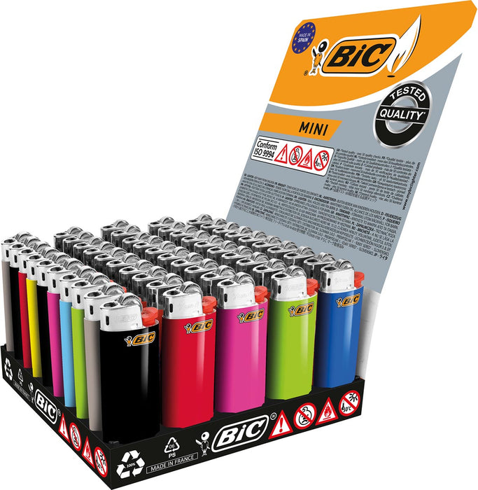 BIC J25 Mini aansteker standaard lade x50 met geassorteerde kleuren