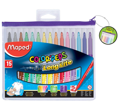 Maped Viltstift ColorPeps Long Life, etui van 15 stuks 12 stuks, OfficeTown