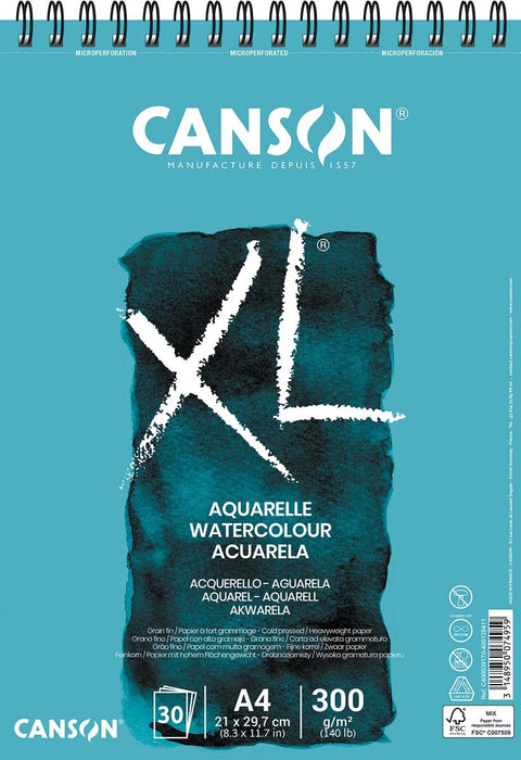 Canson XL Aquarelle Schetsblok 300g/m² A4, 30 vellen 4 stuks - OfficeTown