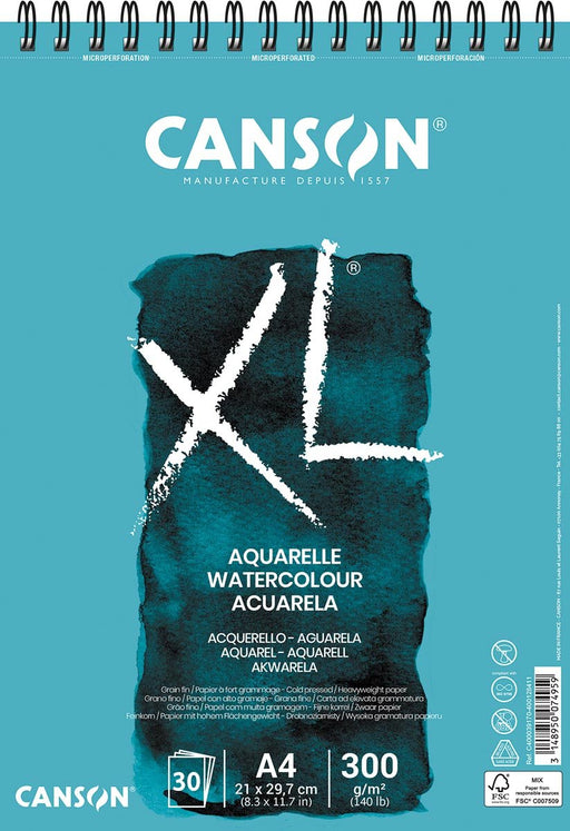 Canson XL Aquarelle Schetsblok 300g/m² A4, 30 vellen 4 stuks - OfficeTown