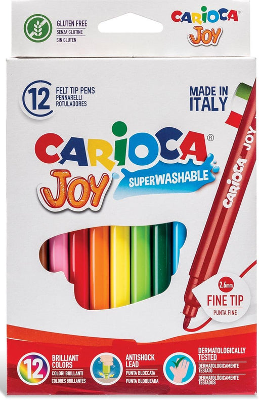 Carioca viltstift Superwashable Joy, 12 stiften in een kartonnen etui - OfficeTown
