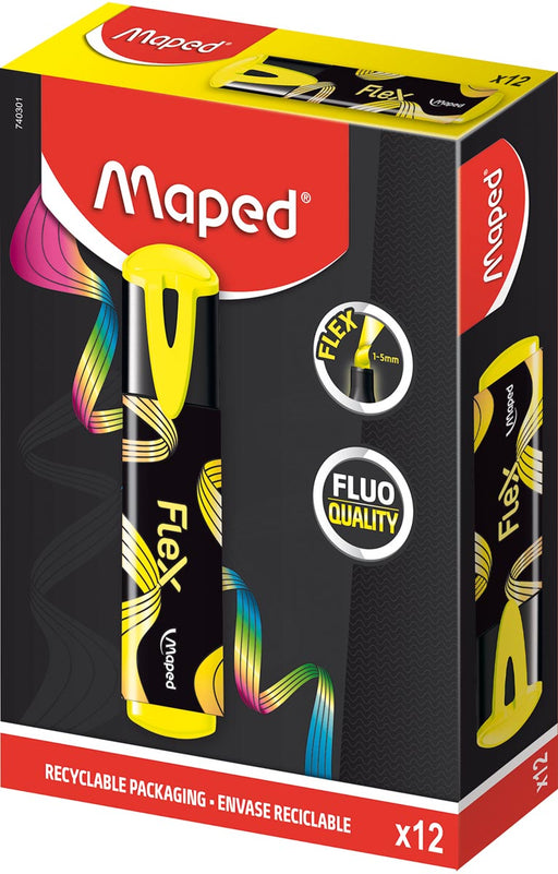 Maped Fluo'Peps Flex markeerstift, geel, doos van 12 stuks 12 stuks, OfficeTown