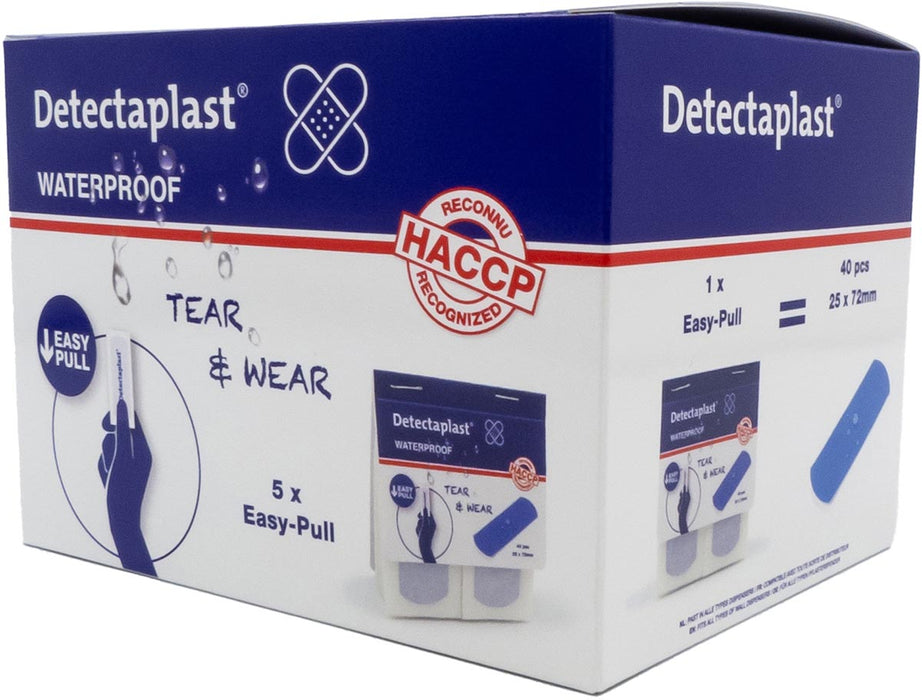Detectaplast Tear & Wear Waterdichte Easy-Pull, ft 25 x 72 mm, 5 x 40 stuks 30 stuks