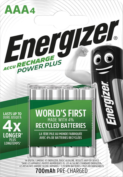 Energizer AAA Oplaadbare Batterijen Power Plus, verpakking van 4 stuks