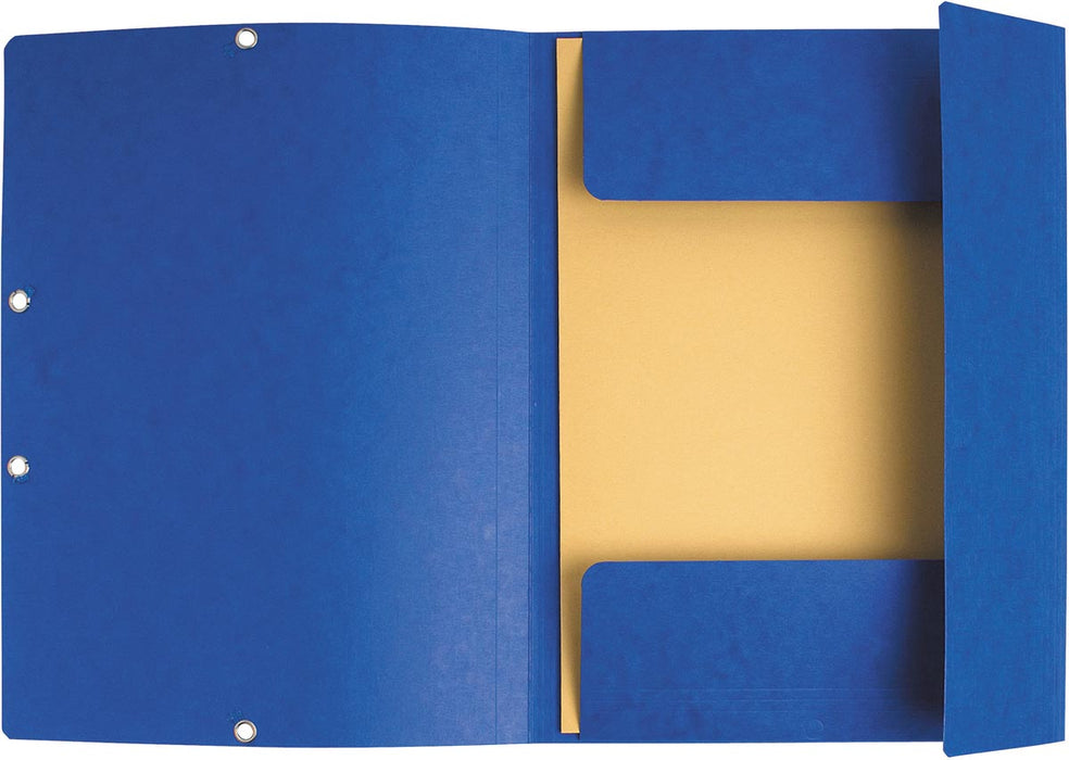 Exacompta elastomap van karton, A4-formaat, 3 kleppen, set van 3 in 3 tinten blauw (Oceaan)