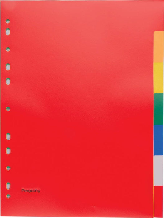 Tabbladen van Pergamy, formaat A4, 11-gaats perforatie, PP, 7 tabs in diverse kleuren